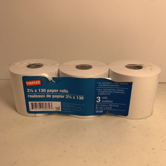 Staples Register & Adding Machine Paper Rolls 3 Rolls 2 1/4" X 130ft - Picture 1 of 5